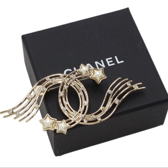 Unused Chanel Star Faux Pearl And Rhinestone Brooch - Picture 1 of 8